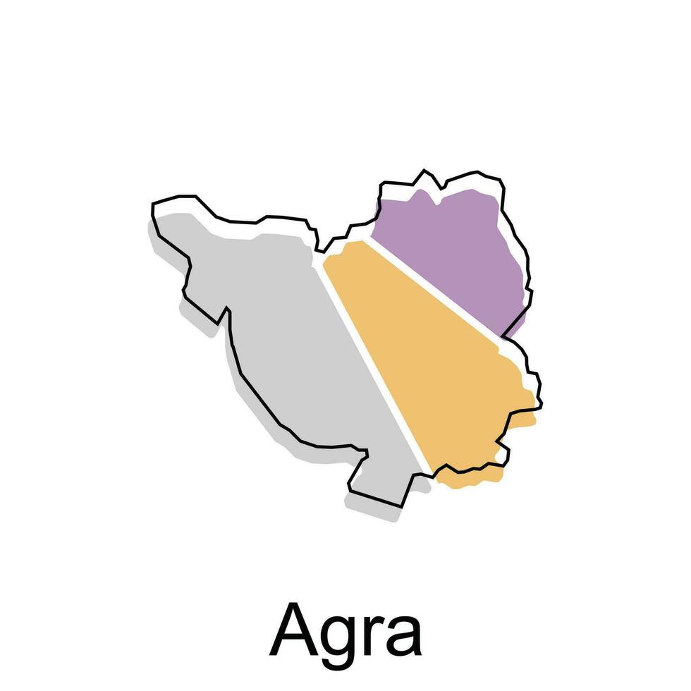 vector map of Agra modern outline, High detailed vector  illustration vector design template on white background