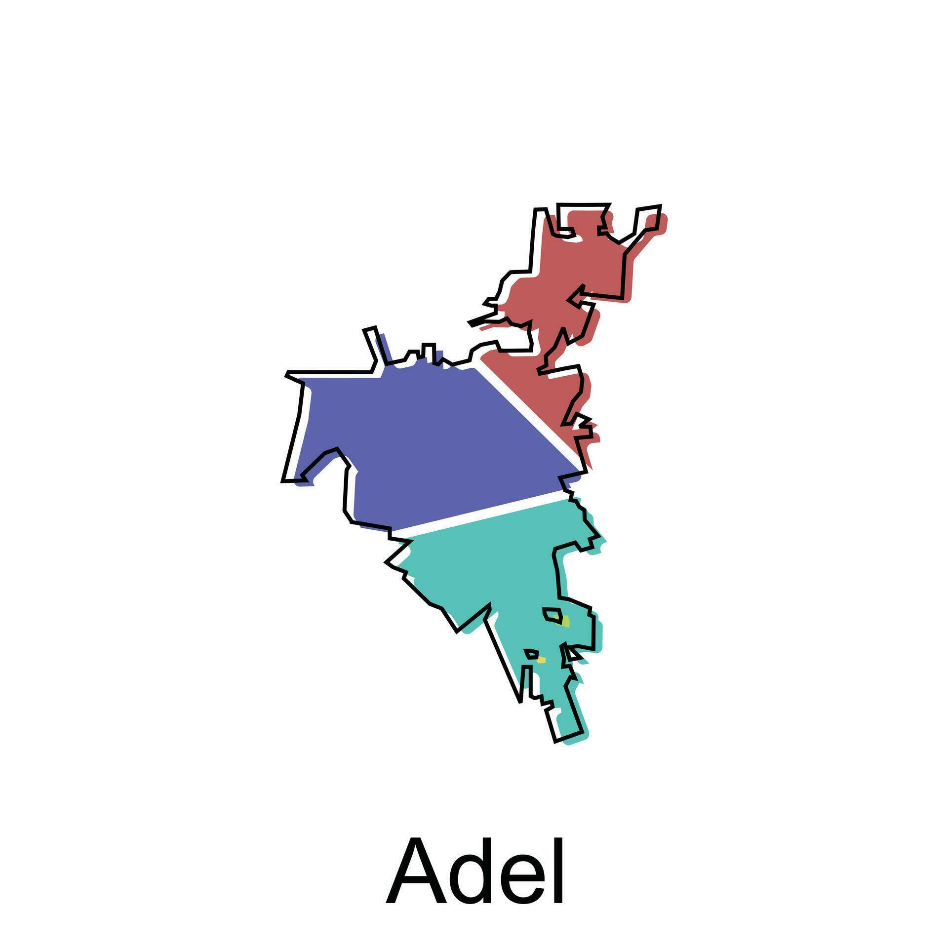 Adel City of map vector illustration, vector template with outline graphic sketch style