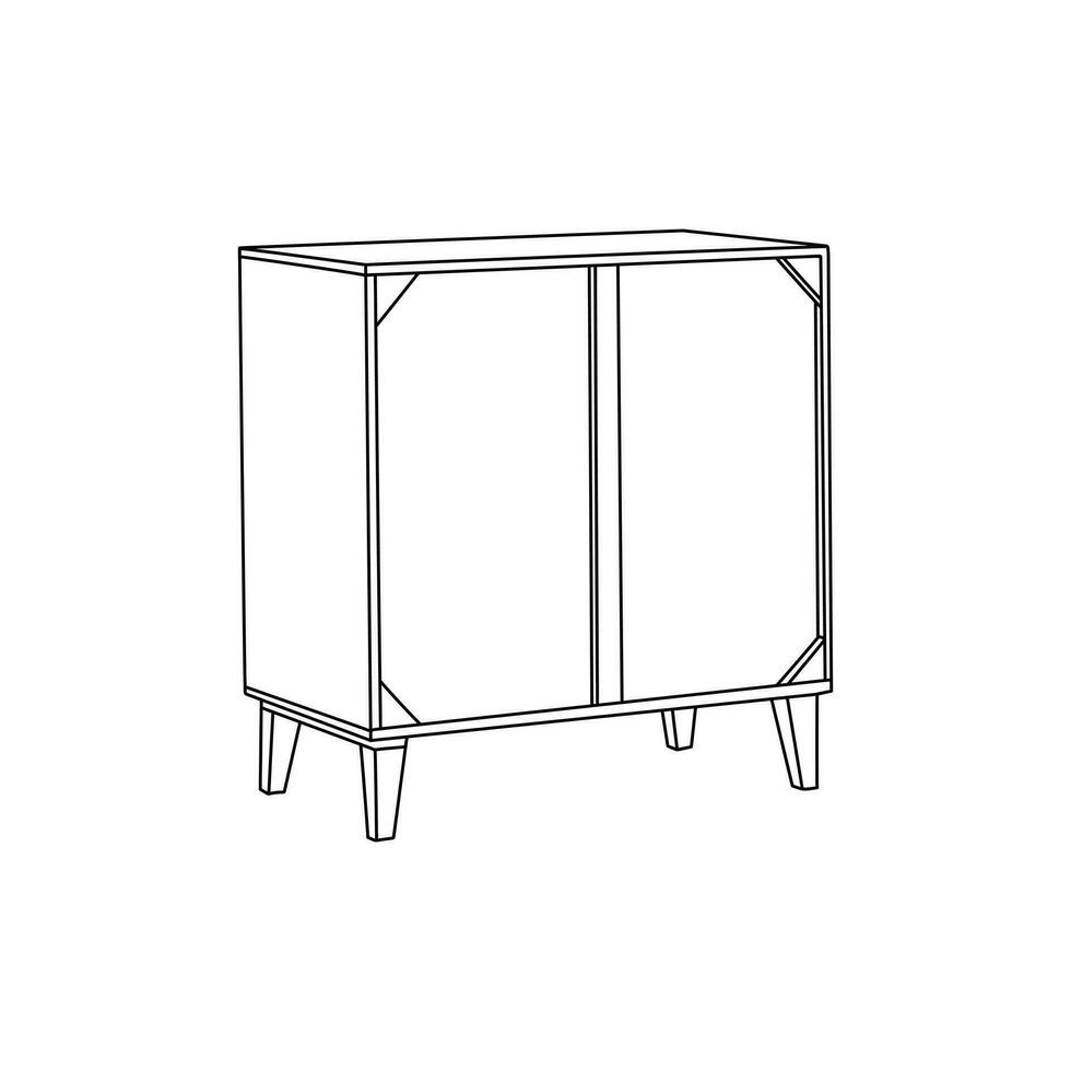 Cabinet icon simple line art design template, vector symbol, sign, outline illustration.
