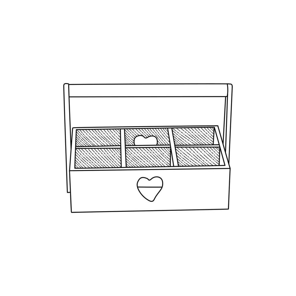 Wooden Box line art design template, vector symbol, sign, outline illustration.