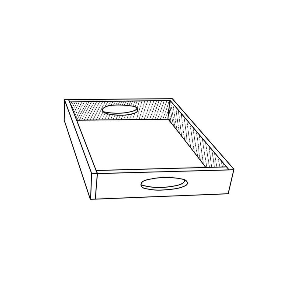 Tray icon line art design template, vector symbol, sign, outline illustration.