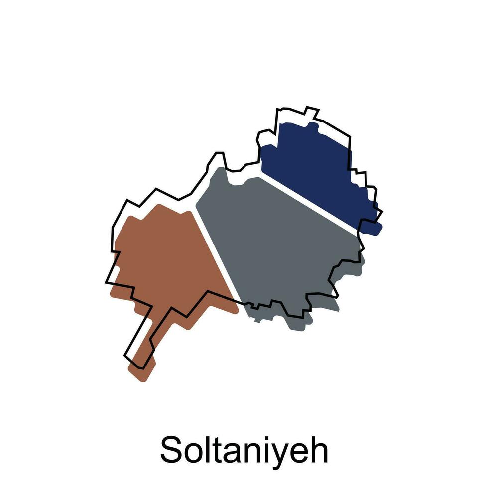 mapa de Soltaniyeh ilustración diseño plantilla, geométrico formas y líneas estilo aislado en blanco antecedentes vector