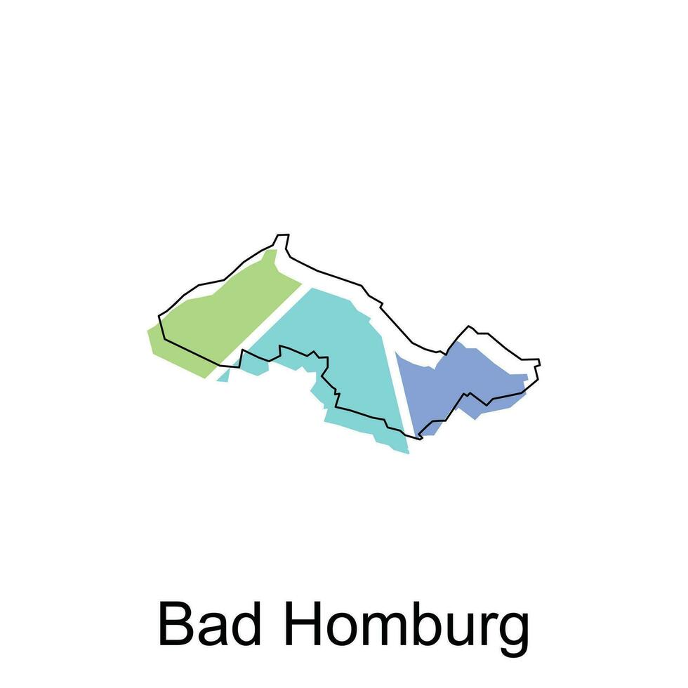 Bad Homburg City of Germany map vector illustration, vector template with outline graphic sketch style isolated on white background