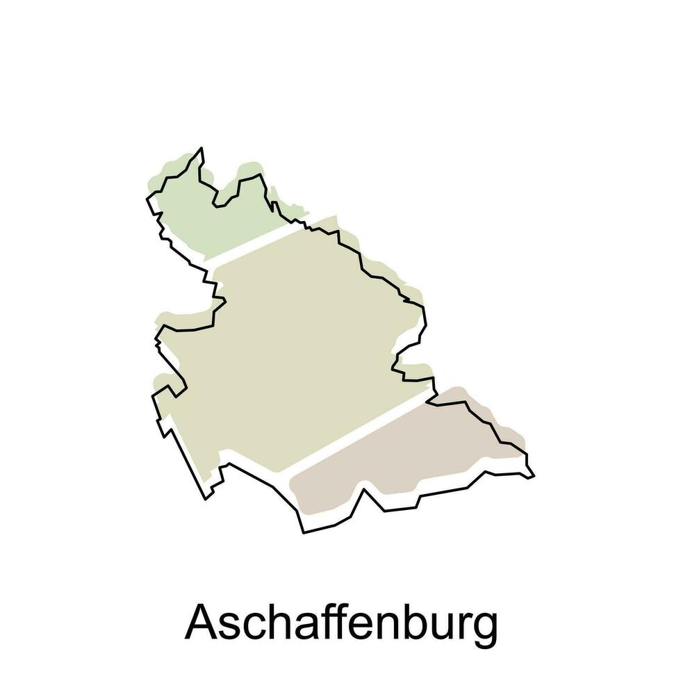 map of Aschaffenburg vector design template, national borders and important cities illustration