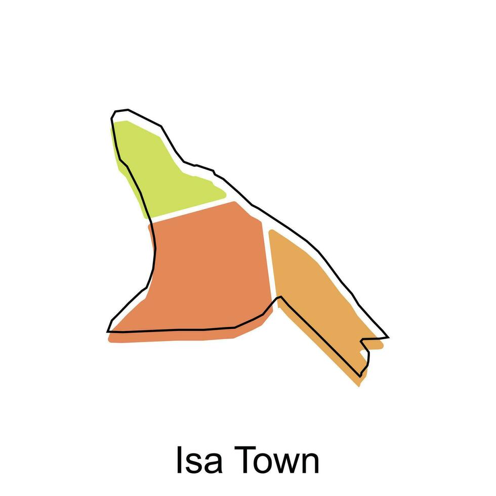 Map of Isa Town geometric with outline modern design template, World Map International vector template with outline graphic sketch style isolated on white background