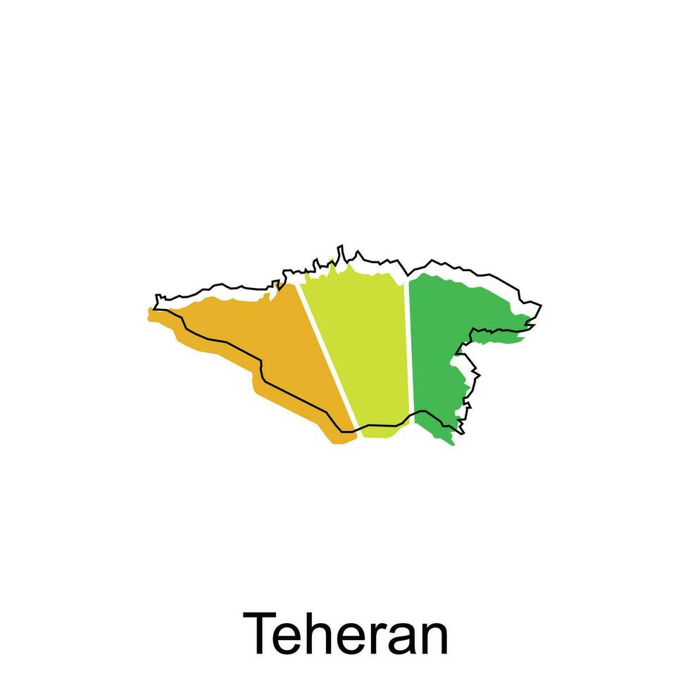 mapa de Teherán ilustración diseño plantilla, geométrico formas y líneas estilo aislado en blanco antecedentes vector