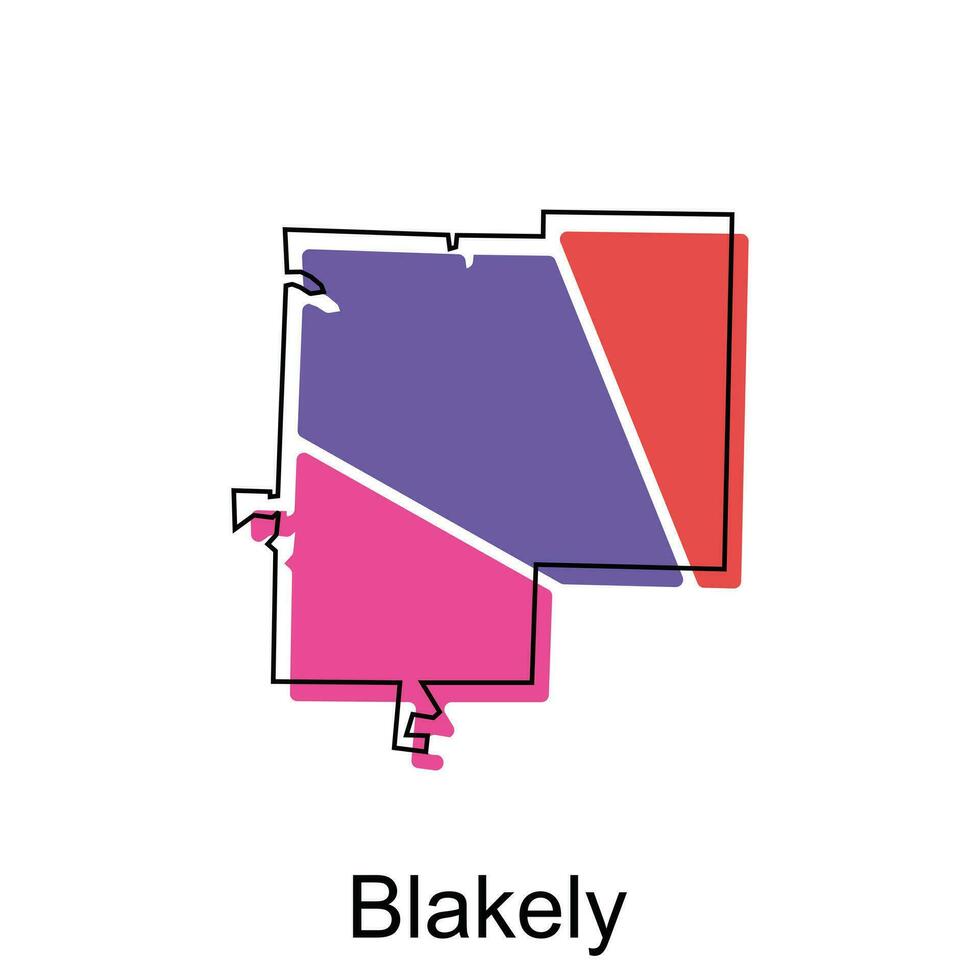 Blakely City of map vector illustration design template