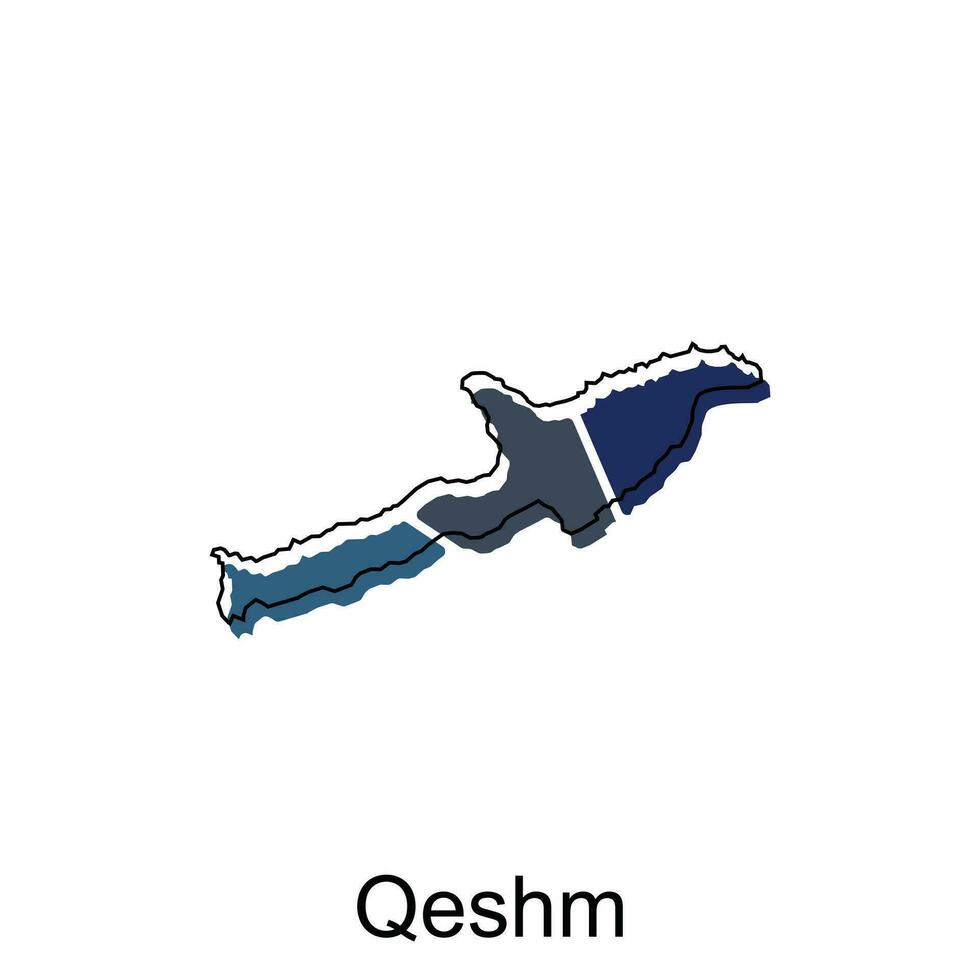Qeshm City of Iran map vector illustration, vector design template