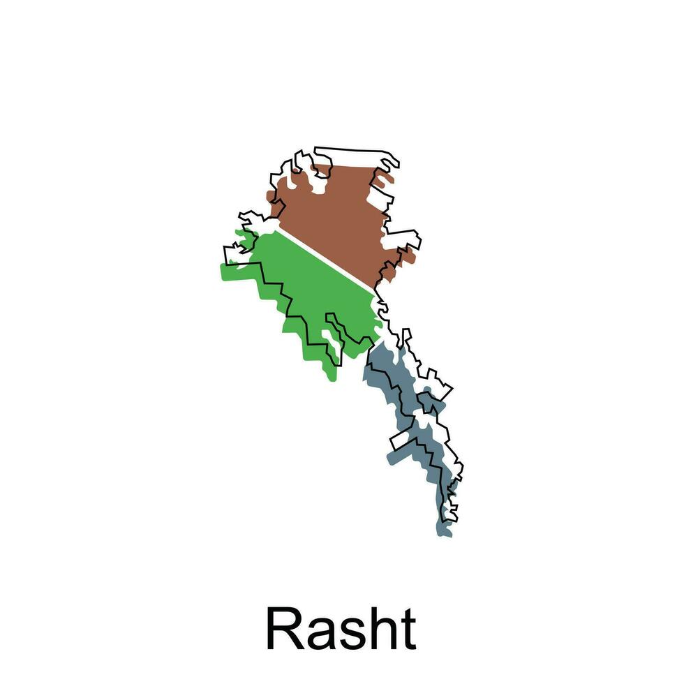 Rasht City of Iran map vector illustration, vector design template