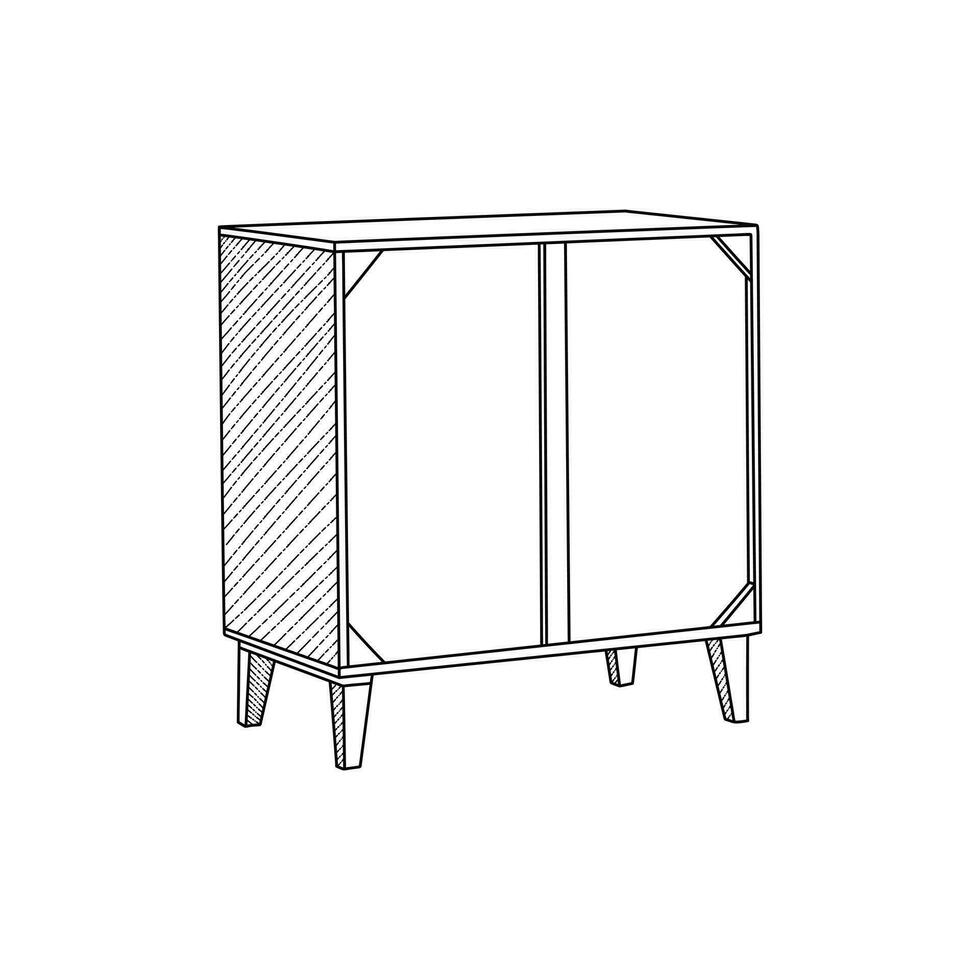 Cabinet line art design template, vector symbol, sign, outline illustration.