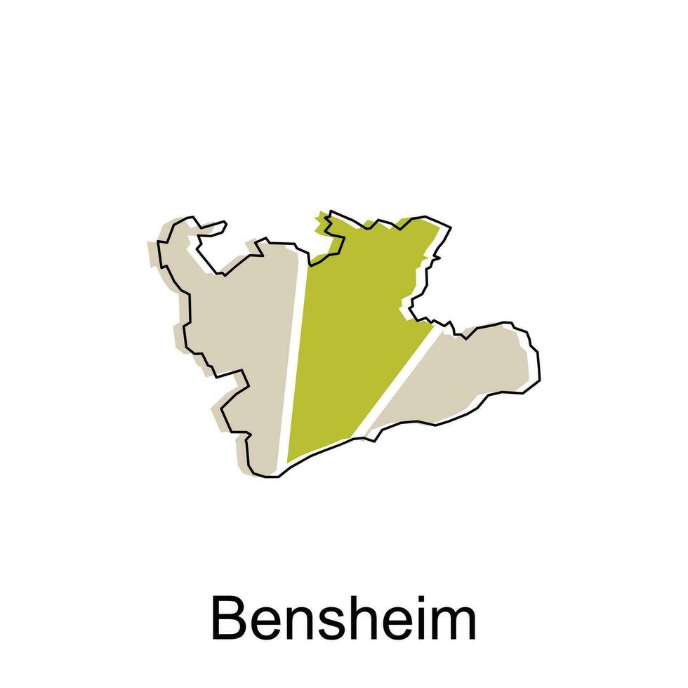 map of Bensheim vector colorful geometric design template, national borders and important cities illustration