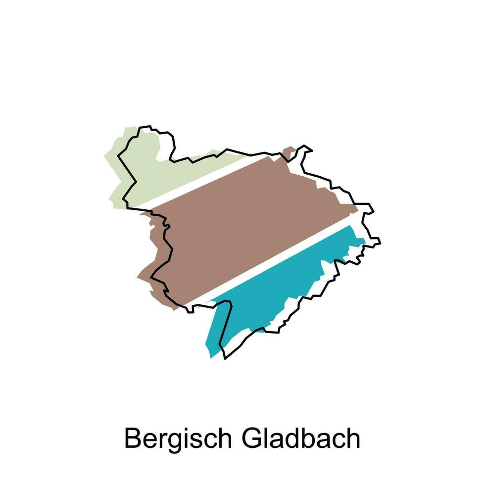 Bergisch Gladbach map, colorful outline regions of the German country. Vector illustration template design