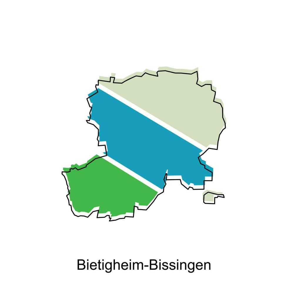 Bietigheim Bissingen map, colorful outline regions of the German country. Vector illustration template design