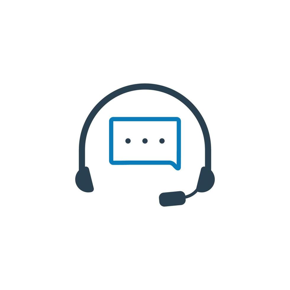 Hotline Service Icon. With Headphone and Bubble Symbols. Editable Flat Vector Illustration.