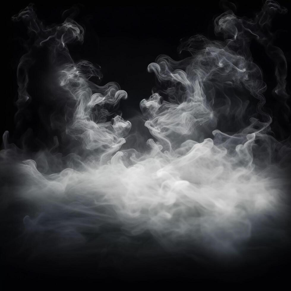 Abstract dark background of swirling smoke - generative ai photo