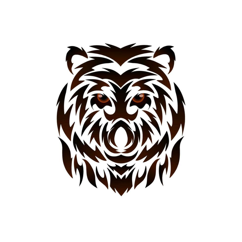 illustration vector graphic of tribal art design bear face head with tattoo symbol style and others