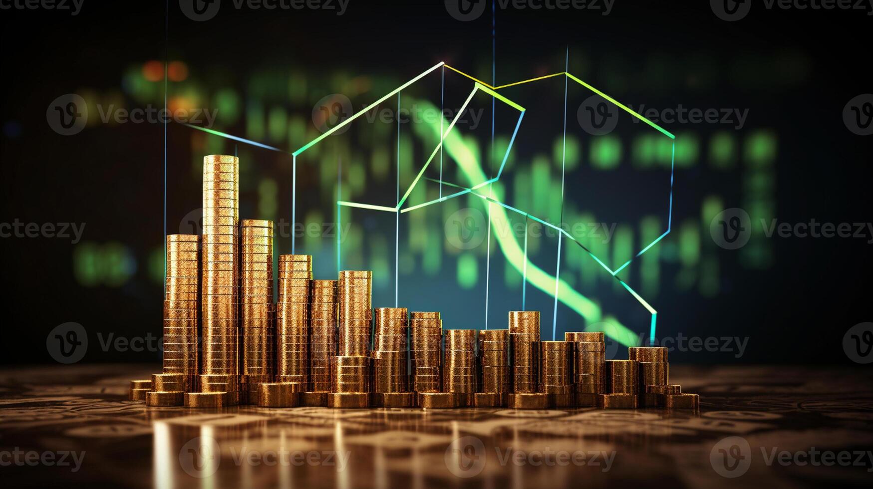 Growth dollar business success arrow sign on economy, profit background, graph, chart concept and inflation photo