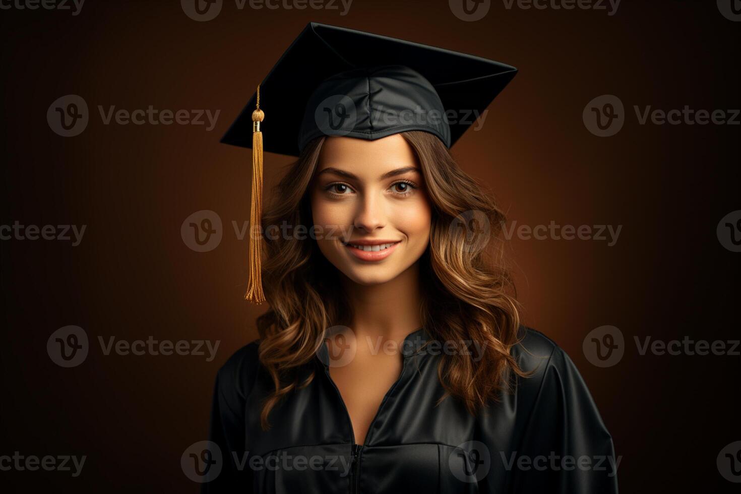 young graduate with cap on solid color background photoshoot photo