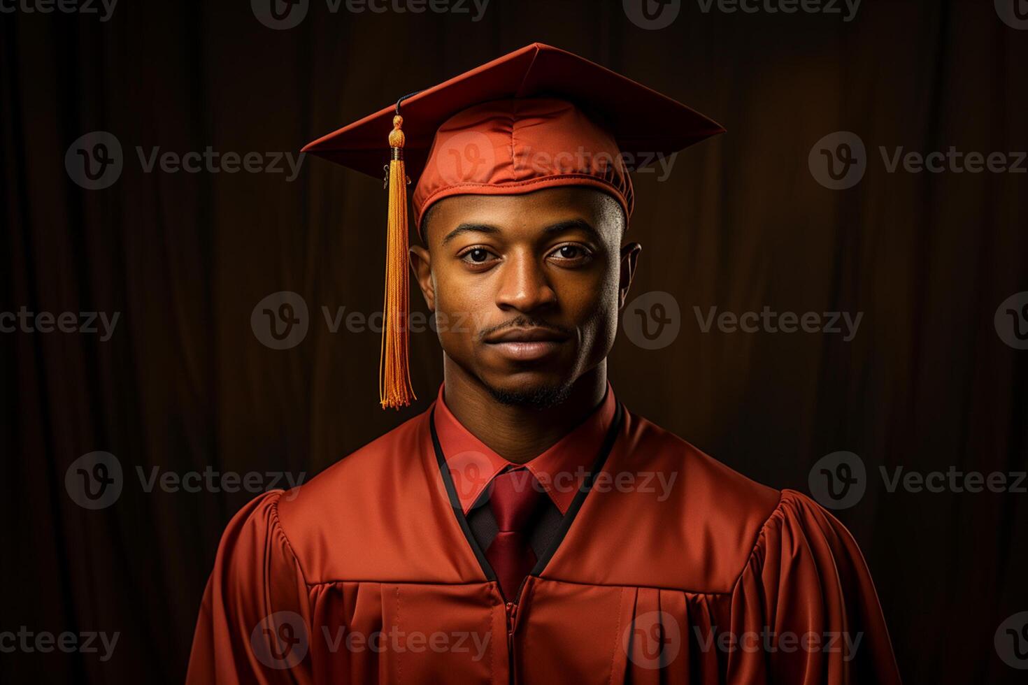 young graduate with cap on solid color background photoshoot photo