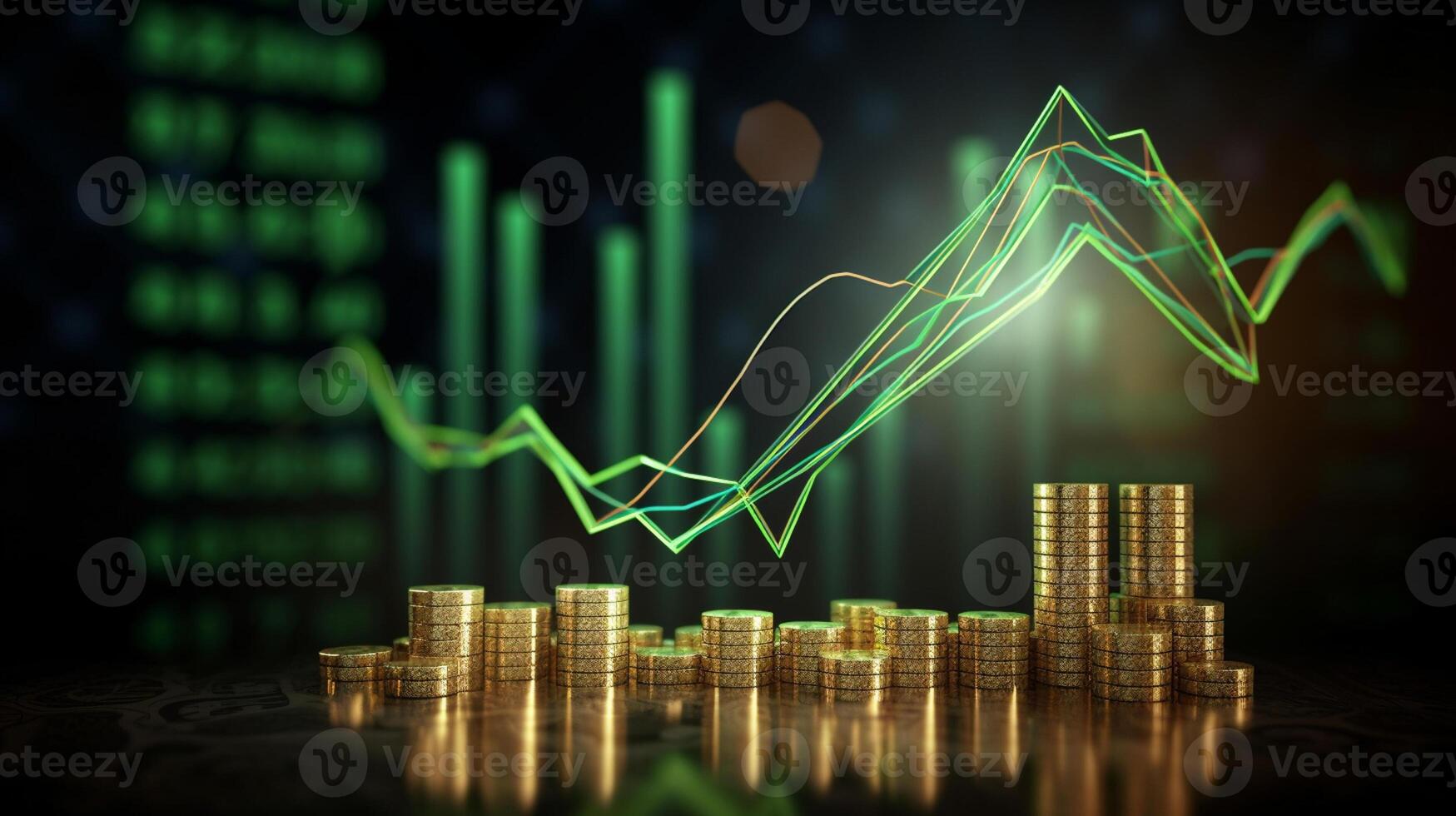 Growth dollar business success arrow sign on economy, profit background, graph, chart concept and inflation photo