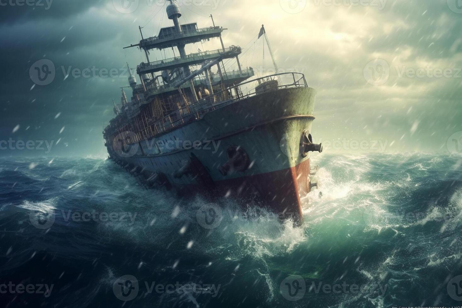 a heavy Cruise ship drown into the sea photo