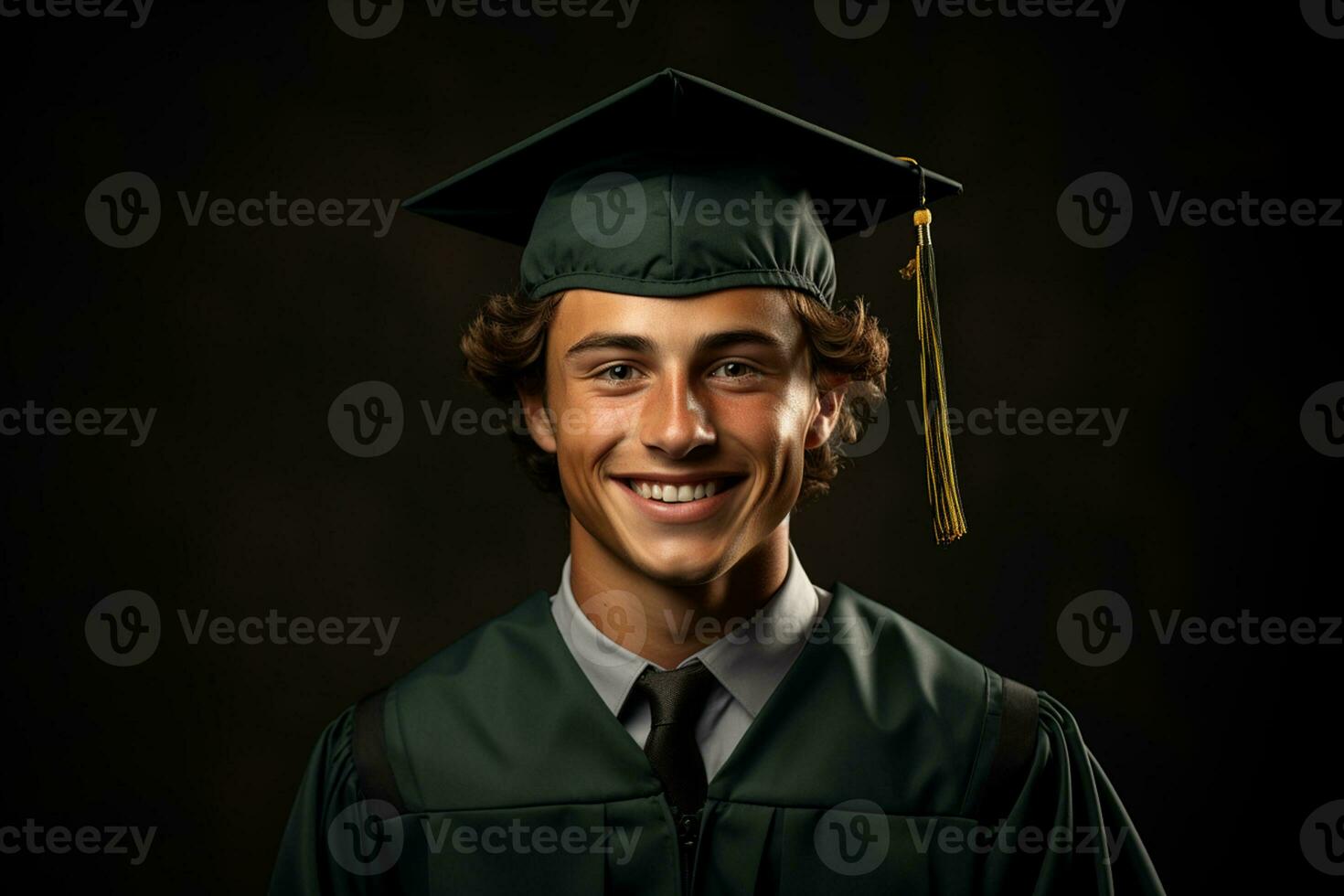 AI Generative young graduate with cap on solid color background photoshoot photo