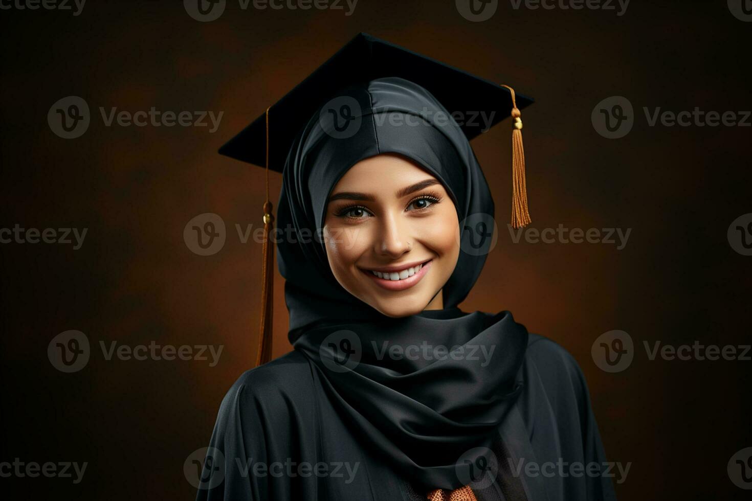 AI Generative young graduate with cap on solid color background photoshoot photo