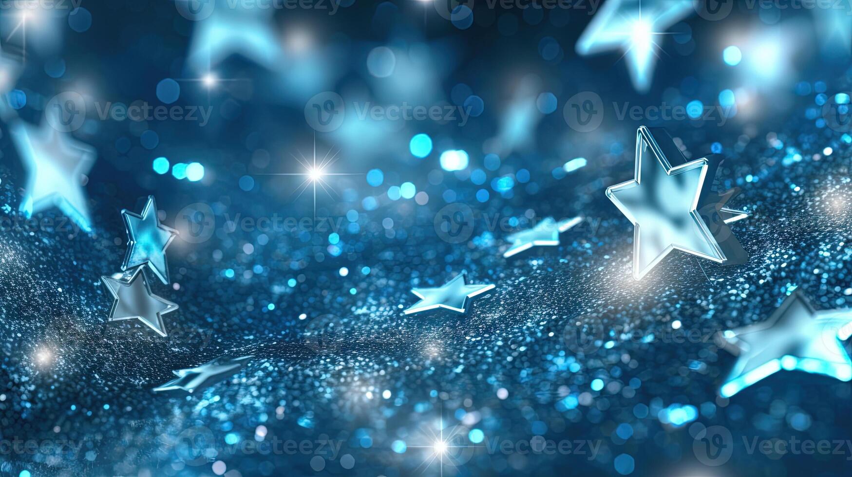 Abstract shiny background with blue glitter. Scattered confetti sparkles with light blue pastel color. Generated AI. photo