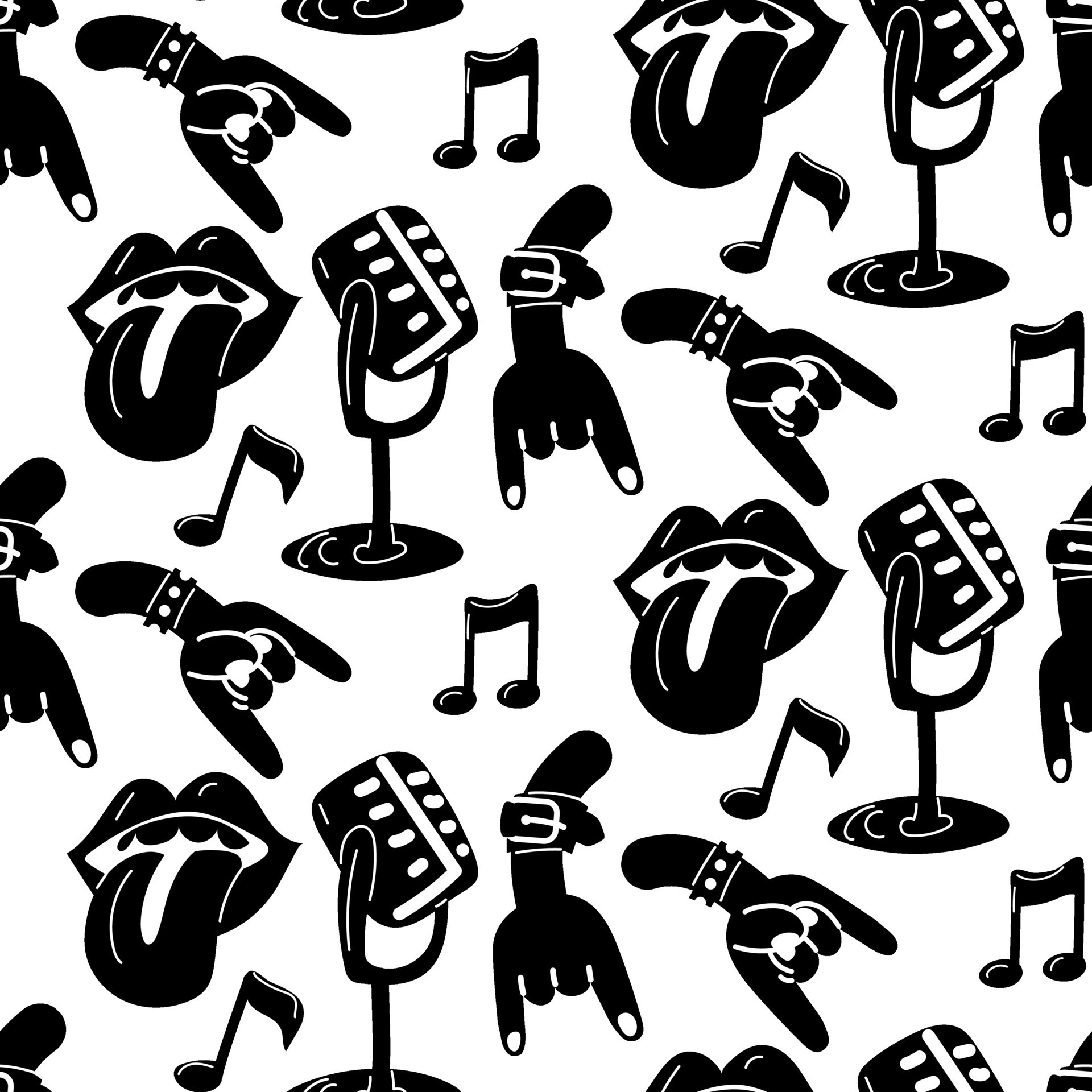 A Pattern With Elements Of Punk Rock Music Seamless On A White a-pattern-with-elements-of-punk-rock-music-seamless-on-a-white