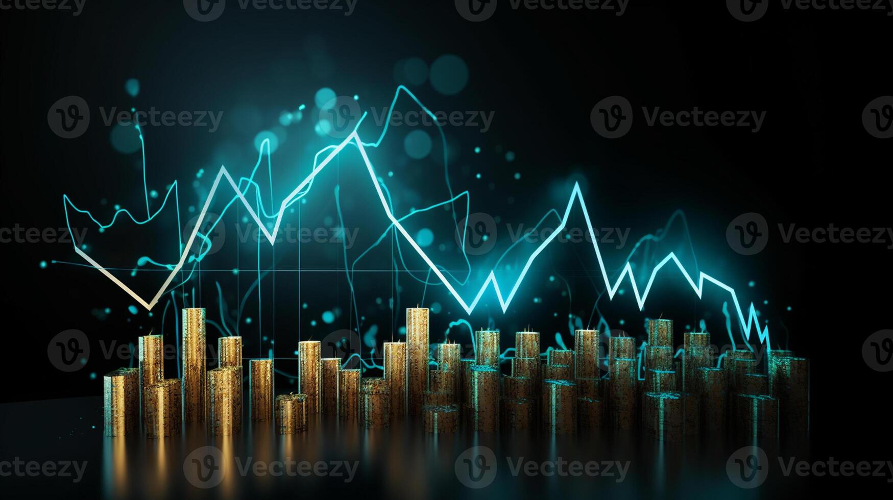 Growth dollar business success arrow sign on economy, profit background, graph, chart concept and inflation photo