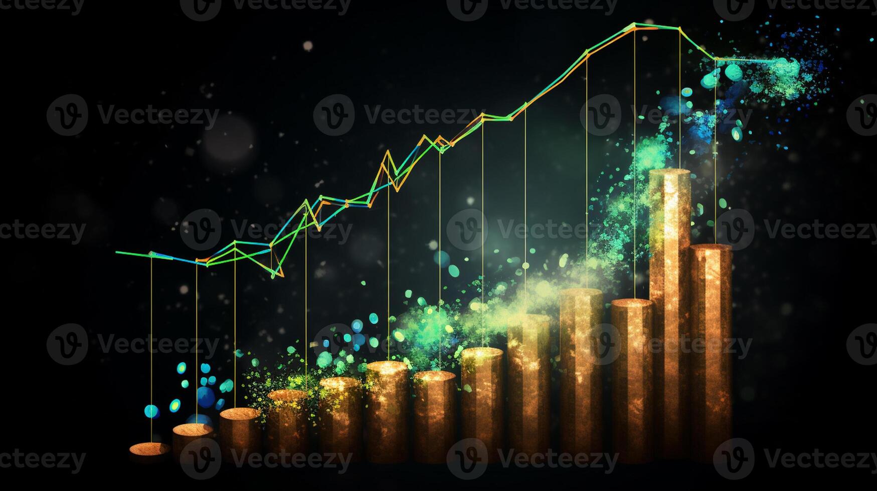 Growth dollar business success arrow sign on economy, profit background, graph, chart concept and inflation photo