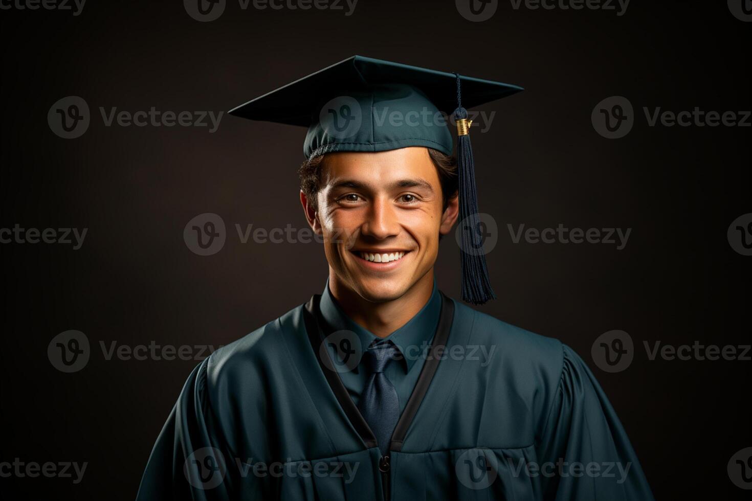 young graduate with cap on solid color background photoshoot photo
