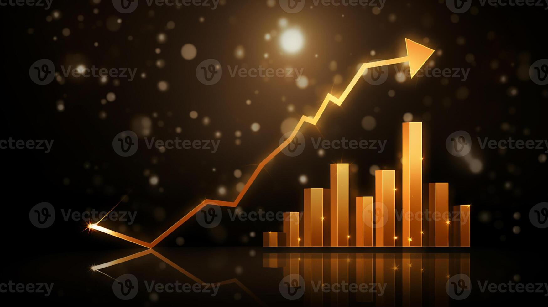 Growth dollar business success arrow sign on economy, profit background, graph, chart concept and inflation photo