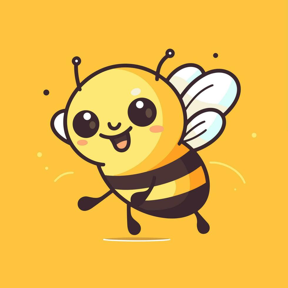 linda abeja dibujos animados icono logo ilustración personaje mascota dibujos animados kawaii dibujo Arte vector