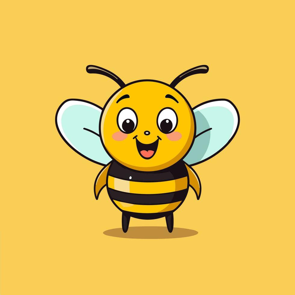 Cute bee cartoon icon logo illustration character mascot cartoon kawaii drawing art vector