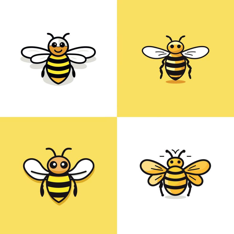 Cute bee cartoon icon logo illustration character mascot cartoon kawaii drawing art vector