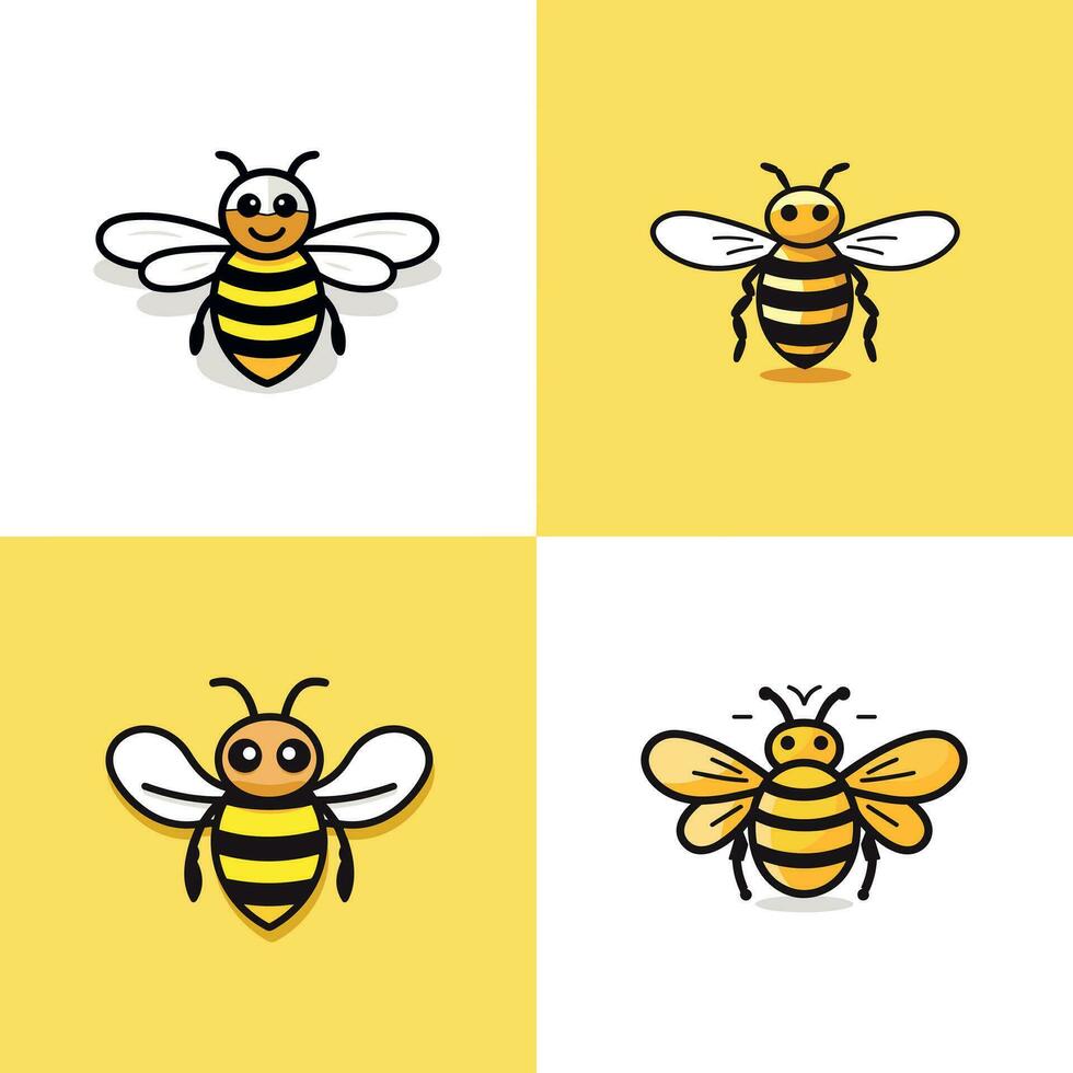 Cute bee cartoon icon logo illustration character mascot cartoon kawaii drawing art vector