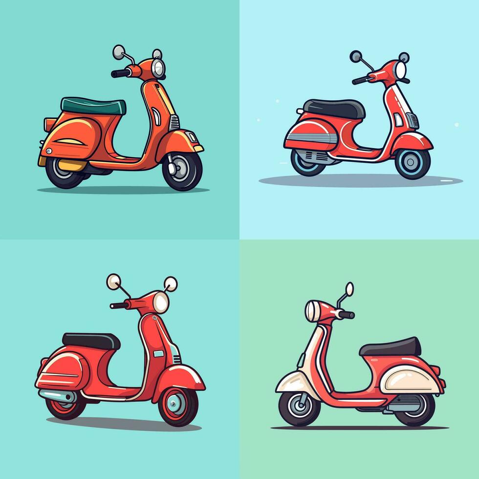 Scooter cartoon icon logo illustration motorcycle vehicle icon mascot cartoon kawaii drawing art vector