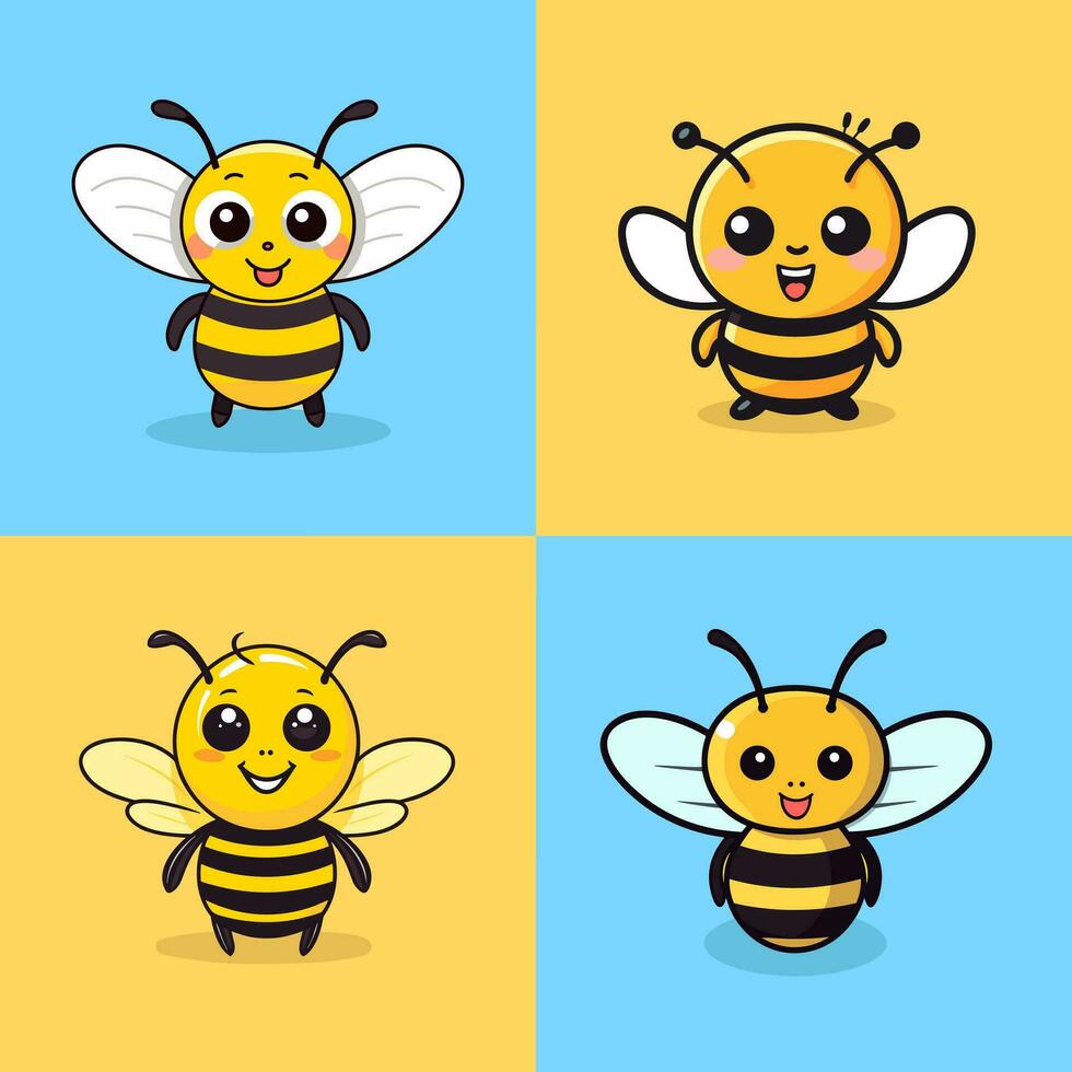 linda abeja dibujos animados icono logo ilustración personaje mascota dibujos animados kawaii dibujo Arte vector