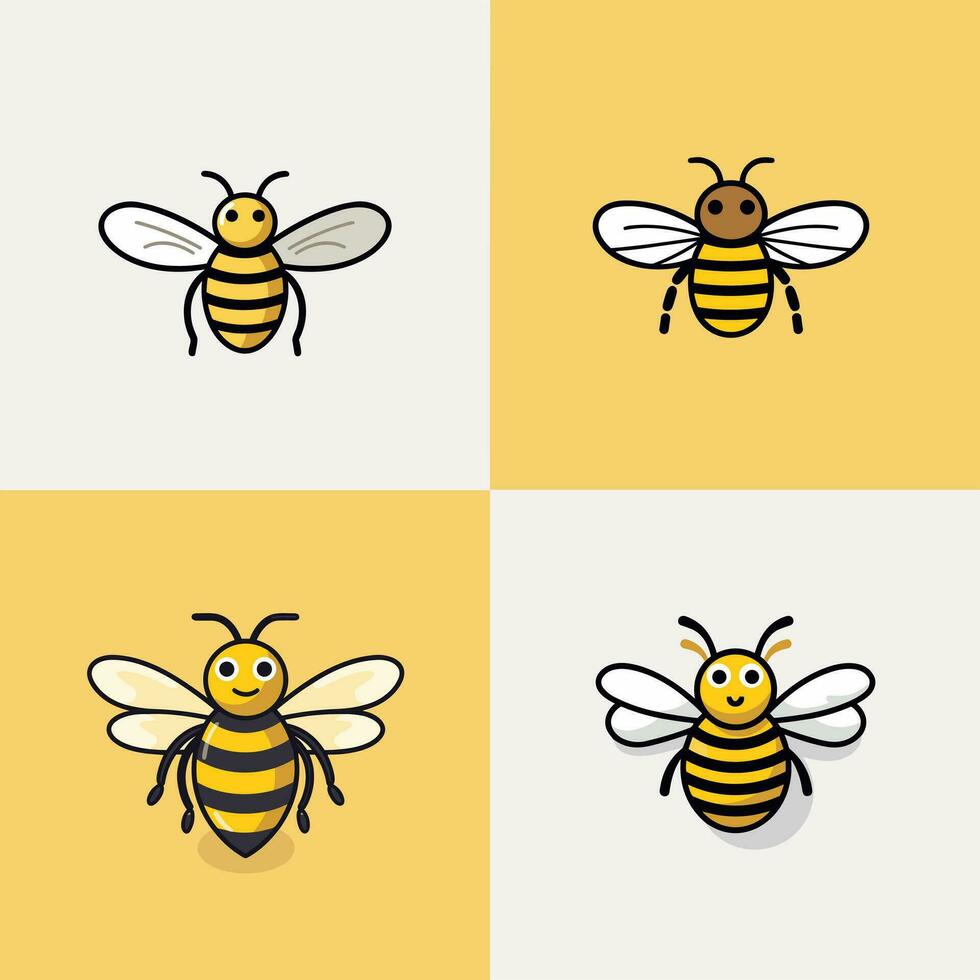 Cute bee cartoon icon logo illustration character mascot cartoon kawaii drawing art vector