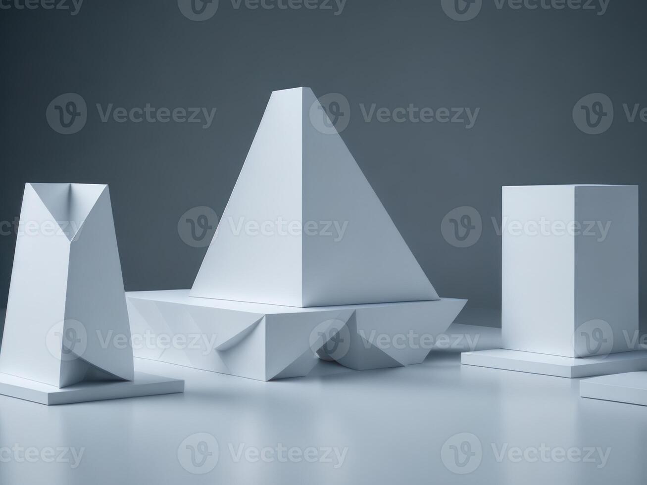 blank Geometric shapes podium for product display.generative AI photo