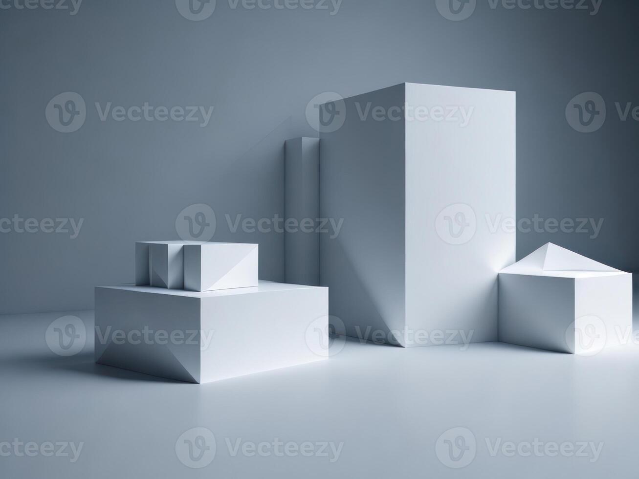 blank Geometric shapes podium for product display. photo