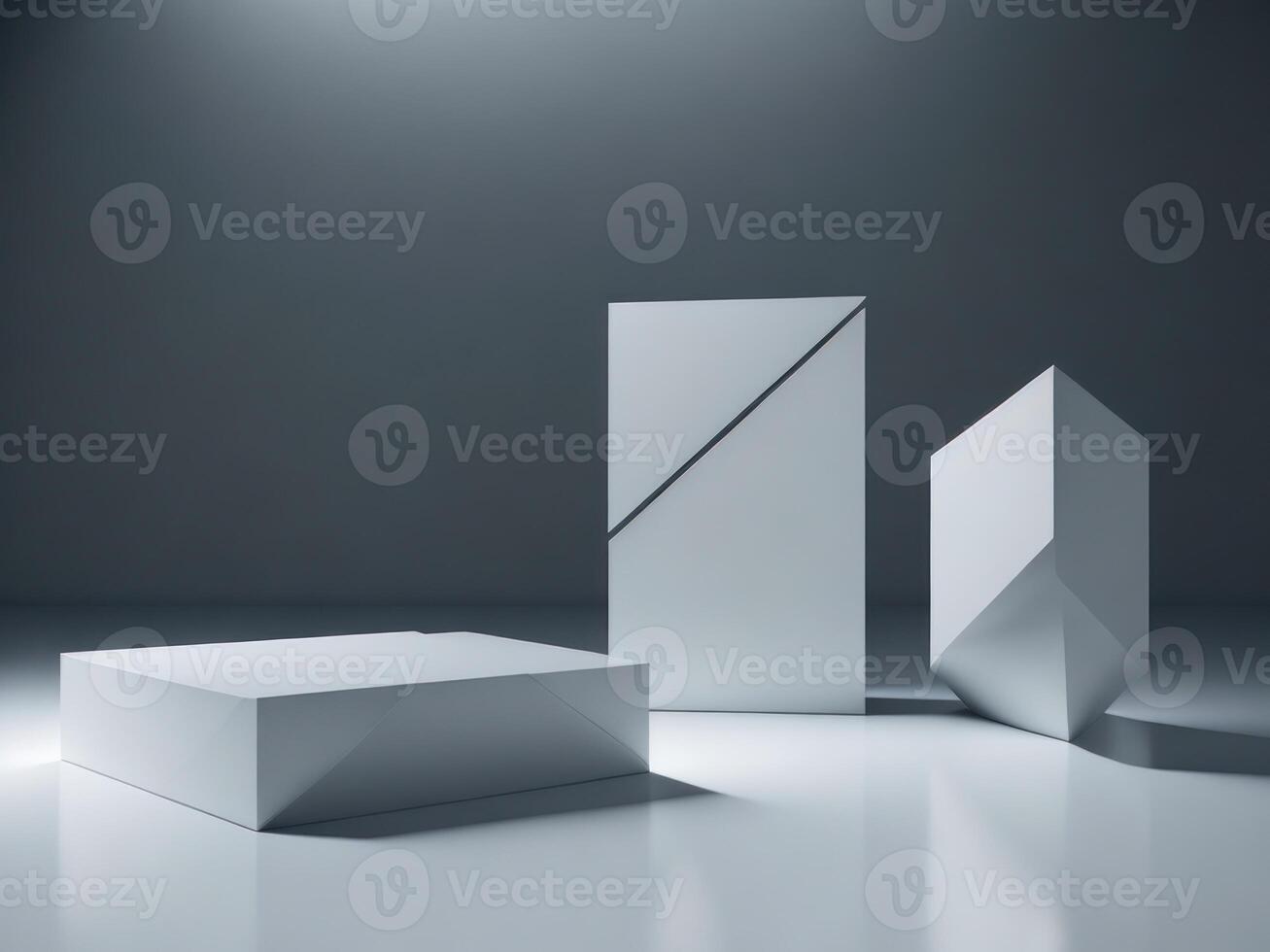 blank Geometric shapes podium for product display. photo