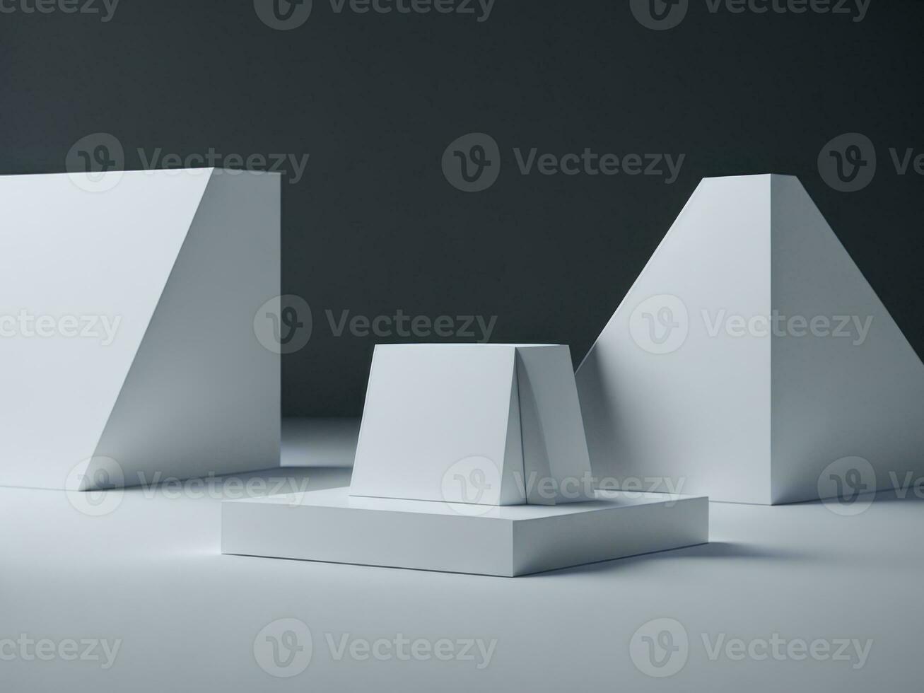 blank Geometric shapes podium for product display.generative AI photo