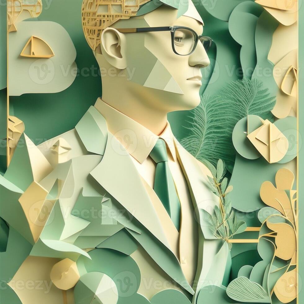 business hand shaking, paper art style illustration, pastel color theme.Generative AI photo