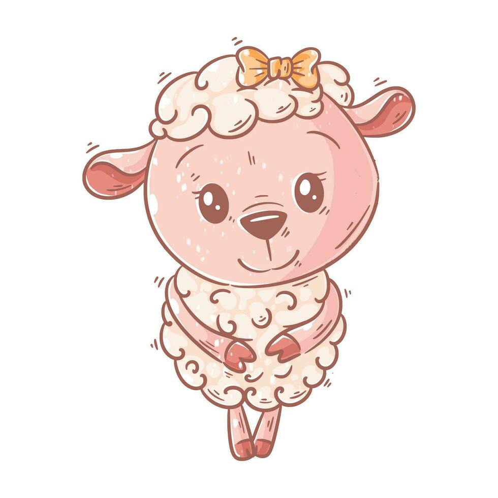 Cute lamb standing cartoon vector