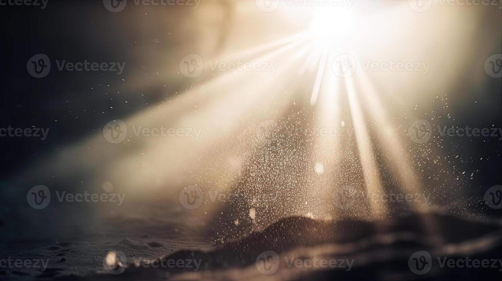 Dust rays background. God rays in the textured air. . photo