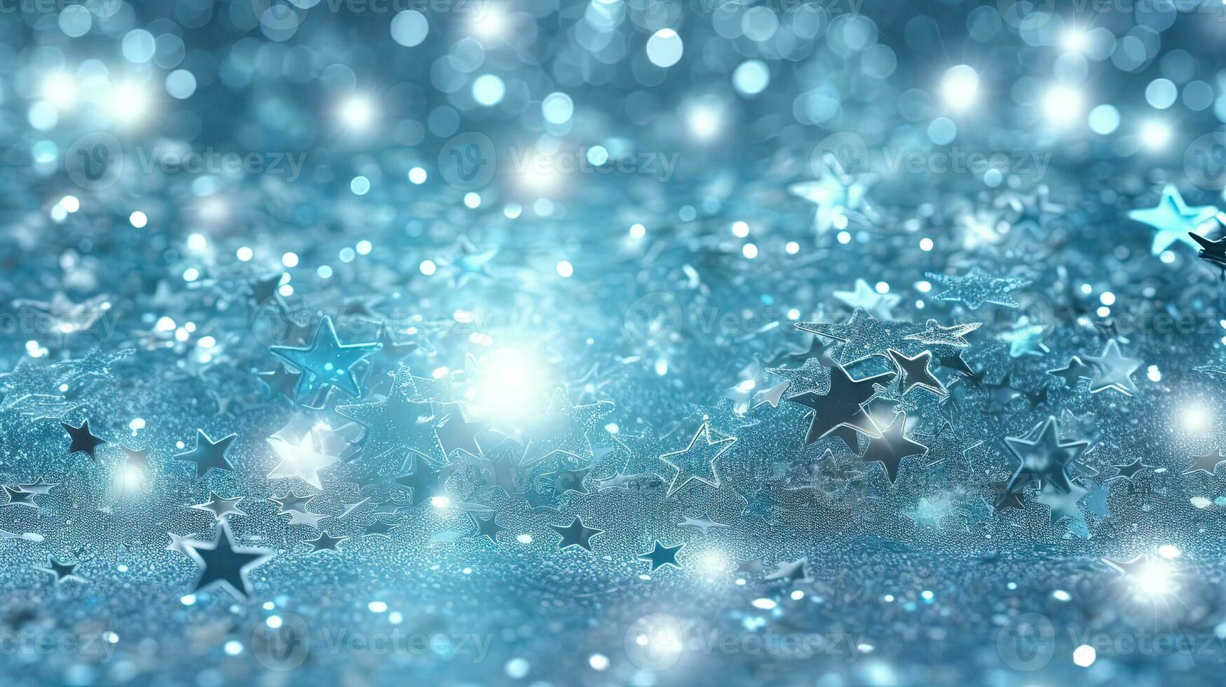 Abstract shiny background with blue glitter. Scattered confetti sparkles with light blue pastel color. Generated AI. photo