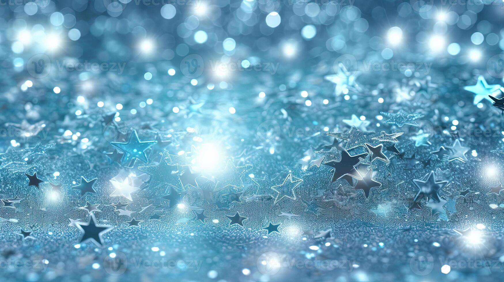 Abstract shiny background with blue glitter. Scattered confetti sparkles with light blue pastel color. . photo