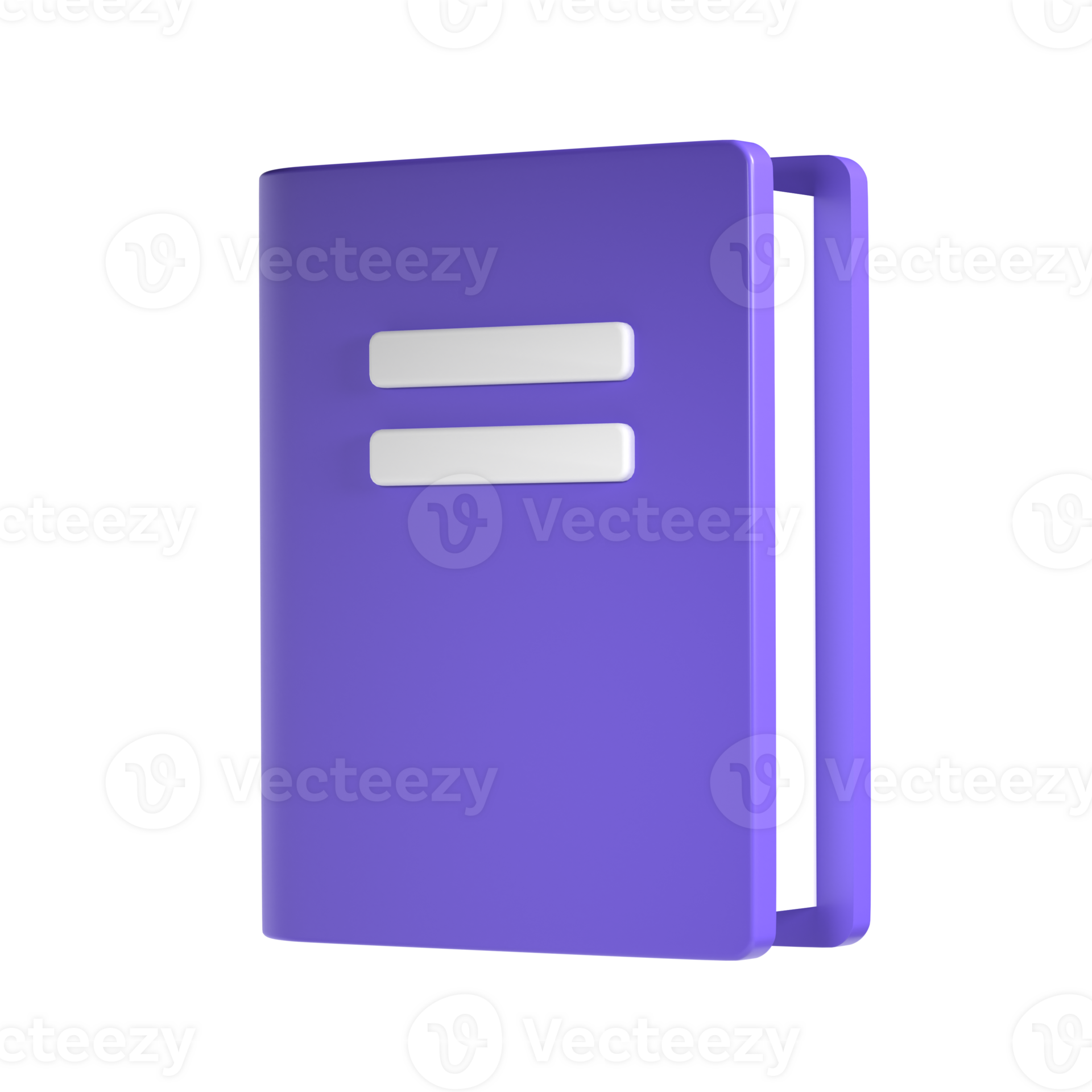 3d violet cute empty notepad book stationery for school isolated